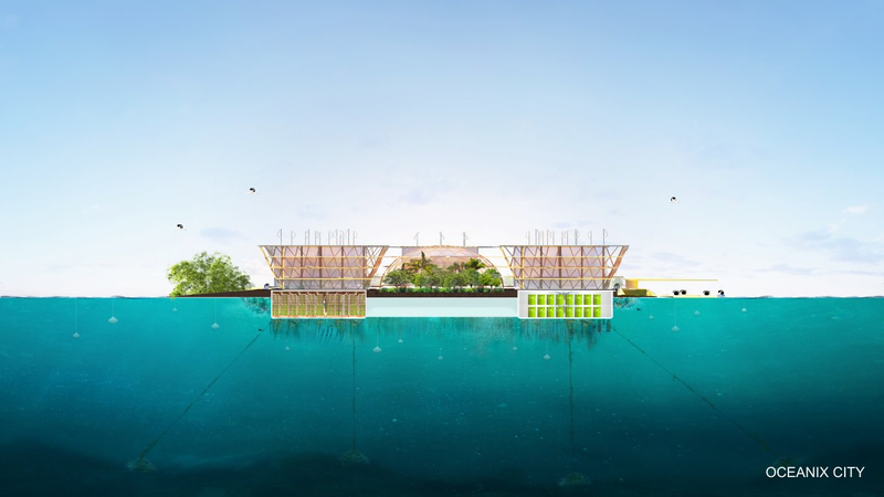 Illustration for article titled Así es el diseño del ambicioso plan para una ciudad flotante capaz de soportar huracanes de categoría 5